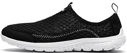 Hombre Zapatos Casuales Amortiguadores Zapatilla Deportiva Ligero Caminar Gimnasio Corriendo Malla Ligero Deporte Entrenadores(44 EU,9 UK,Negro)