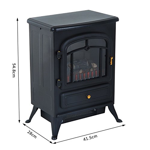 HOMCOM Chimenea Electrica Vertical 41,5x28x54,8cm 950/1850W Efecto Leña Ardiendo(Tipo 5)