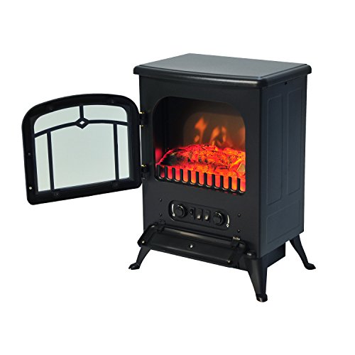 HOMCOM Chimenea Electrica Vertical 41,5x28x54,8cm 950/1850W Efecto Leña Ardiendo(Tipo 5)