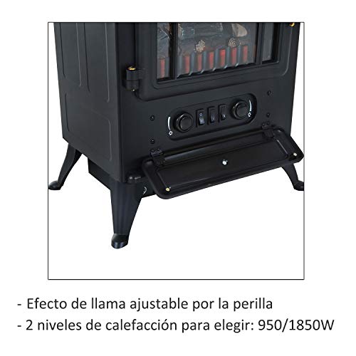 HOMCOM Chimenea Electrica Vertical 41,5x28x54,8cm 950/1850W Efecto Leña Ardiendo(Tipo 5)