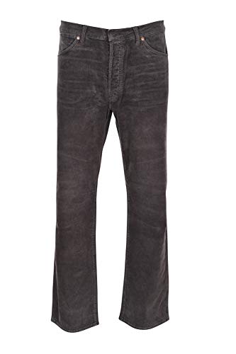 HS - Tom Ford Pantalón Hombre 32 Gris Oscuro algodón Ancho Corte Recto