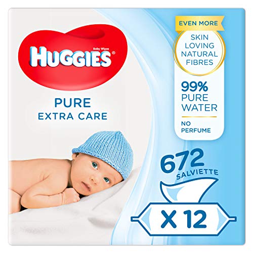 Huggies Pure Extra Care Toallitas para Bebé - 1 caja con 4 paquetes (3 x 56 toallitas por paquete)