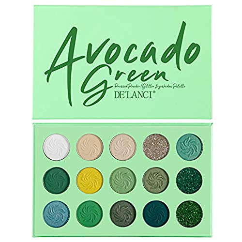 iBàste - Paleta de sombras de ojos, 15 colores, color verde aguacate, mate, brillo brillante, maquillaje cosmético, sombra de ojos de larga duración