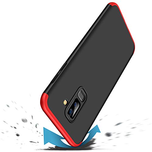 IMEIKONST Samsung A9 Star Lite Funda 3 in 1 Slim Design PC Hard Cubierta 360 Grados Protección Anti-Shock Anti-Scratch Caso Cover Carcasa para Samsung Galaxy A6 Plus 2018. 3 in 1 Black + Red AR