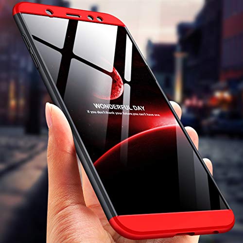 IMEIKONST Samsung A9 Star Lite Funda 3 in 1 Slim Design PC Hard Cubierta 360 Grados Protección Anti-Shock Anti-Scratch Caso Cover Carcasa para Samsung Galaxy A6 Plus 2018. 3 in 1 Black + Red AR