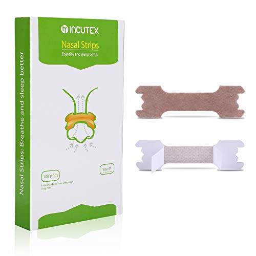 Incutex 100x tiras nasales contra los ronquidos tiritas nasales antirronquidos para respirar mejor, talla M