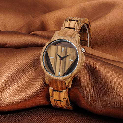 Infinito U- Reloj Redondo de Madera para Hombre Hecho a Mano en Madera de bambú con Movimiento de Cuarzo Analógico Relojes Lujoso Moda Casual Idea Regalo Navidad