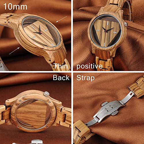 Infinito U- Reloj Redondo de Madera para Hombre Hecho a Mano en Madera de bambú con Movimiento de Cuarzo Analógico Relojes Lujoso Moda Casual Idea Regalo Navidad