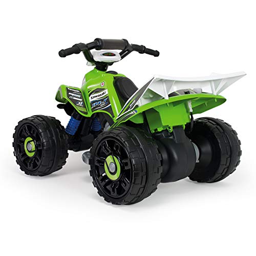 INJUSA – Quad Kawasaki ATV de 12V Licenciado con Marcha Atrás y Freno Eléctrico Recomendado a niños +2 Años