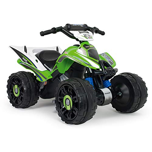 INJUSA – Quad Kawasaki ATV de 12V Licenciado con Marcha Atrás y Freno Eléctrico Recomendado a niños +2 Años