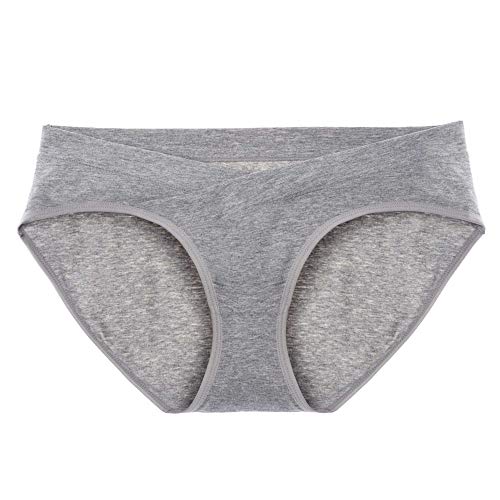 Intimate Portal Mujer Algodón Bajo el Vientre de Braguitas de Bikini Premamá Negro Gris Beige (PK de 3) M