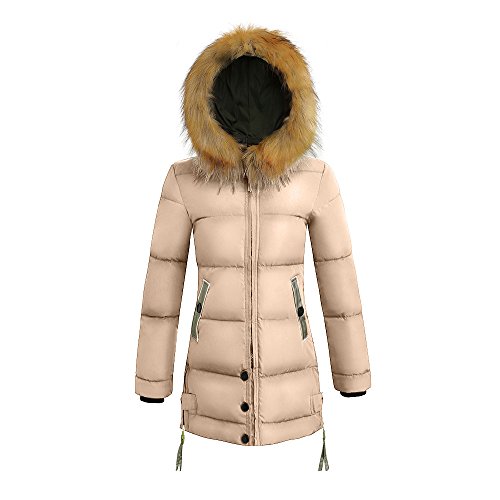 Invierno Slim Abrigo con Capucha Acolchado Chaqueta Largo con Capucha para Mujer