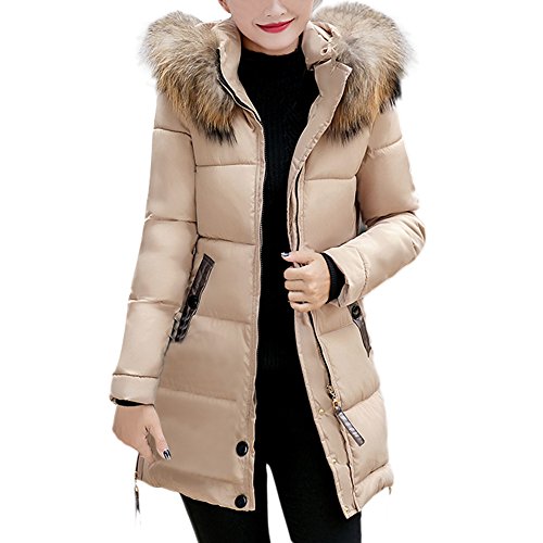 Invierno Slim Abrigo con Capucha Acolchado Chaqueta Largo con Capucha para Mujer