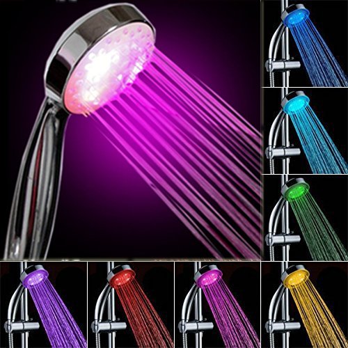 Itian Ducha de mano, ducha fija - Cabeza de Ducha 4 Unidades LED 7 Colores Cambia Automáticamente