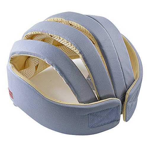 IULONEE Casco de protección para bebé, gorra protectora para cabeza de bebé, gorra de algodón ajustable(Gris)