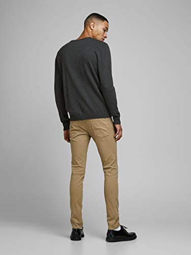 Jack & Jones Jjebasic Knit V-Neck Noos suéter, Gris (Dark Grey Melange Dark Grey Melange), Large para Hombre