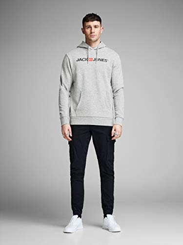 Jack & Jones Jjecorp Logo Sweat Hood Noos Capucha, Gris (Light Grey Melange Detail:Reg Fit - Melange), Small para Hombre