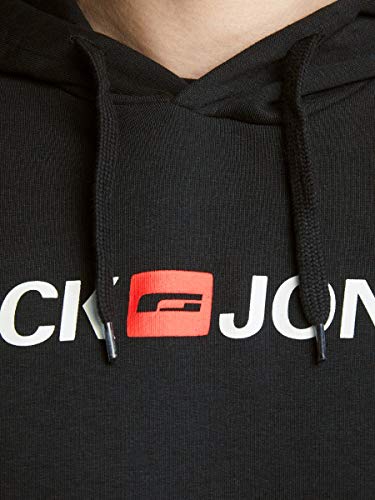 Jack & Jones Jjecorp Logo Sweat Hood Noos Capucha, Negro (Black Detail:Reg Fit), Large para Hombre