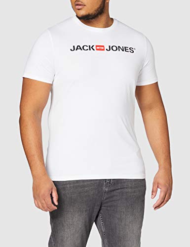 Jack & Jones Jjecorp Logo tee SS Crew Neck Noos Camiseta, Blanco (White Detail: Slim Fit), X-Large para Hombre