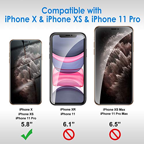 JETech Protector Pantalla de Privacidad Compatible iPhone 11 Pro, iPhone XS y iPhone X 5,8", Anti Spy Cristal Templado, 2 Unidades