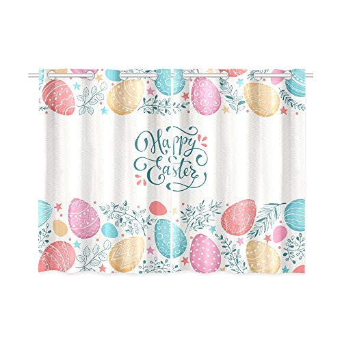 JIUCHUAN Feliz Tarjeta de felicitación de Pascua Huevos Composición Cocina Cortinas Cortinas de Ventana Niveles para cafetería, baño, lavandería, Sala de Estar Dormitorio 26 x 39 Pulgadas 2 Piezas