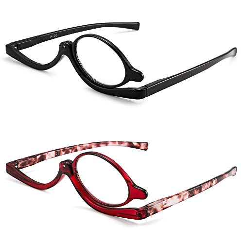 JM 2 Pares Maquillaje Gafas de Lectura Aumento Voltear Cosmético Lecotres Para Mujer +3.5