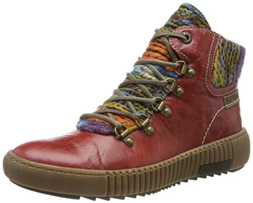 Josef Seibel Mujer Botines Maren 06, señora Botines con Cordones,Botas,Chukka Boot,Medias Botas,Forrado,Rojo(Hibiscus-Kombi),40 EU / 6 UK