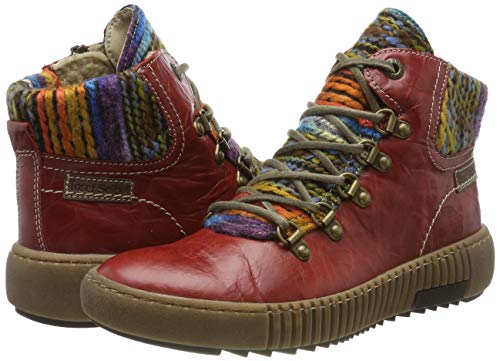 Josef Seibel Mujer Botines Maren 06, señora Botines con Cordones,Botas,Chukka Boot,Medias Botas,Forrado,Rojo(Hibiscus-Kombi),40 EU / 6 UK