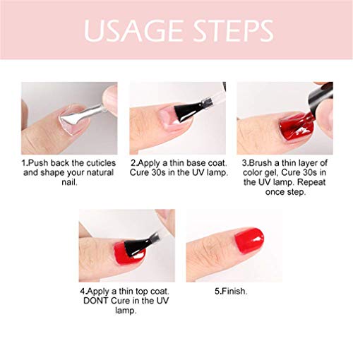 Juego de 5 esmaltes de uñas de gel de color rojo serie Soak Off, barniz de manicura y pedicura de salón, con luz LED UV, 7 ml