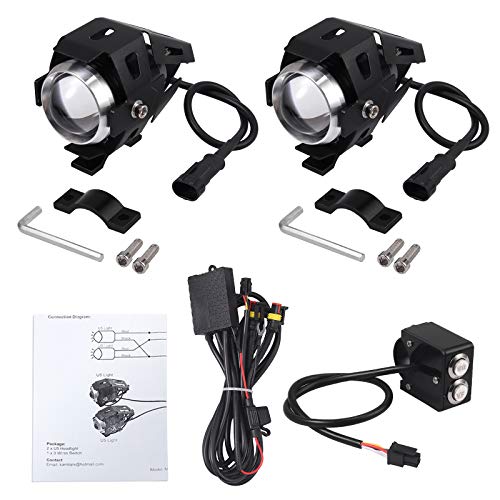 Justech 2X Faros de Motocicleta Luces de Niebla para Luces de Delantera de Motocicleta de DRL CREE U5 con el Interruptor de Encendido para Motocicleta Harley Quad Scooter Bicicleta Remolque Barco