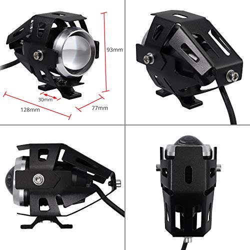 Justech 2X Faros de Motocicleta Luces de Niebla para Luces de Delantera de Motocicleta de DRL CREE U5 con el Interruptor de Encendido para Motocicleta Harley Quad Scooter Bicicleta Remolque Barco