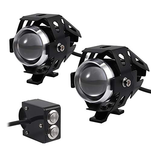 Justech 2X Faros de Motocicleta Luces de Niebla para Luces de Delantera de Motocicleta de DRL CREE U5 con el Interruptor de Encendido para Motocicleta Harley Quad Scooter Bicicleta Remolque Barco