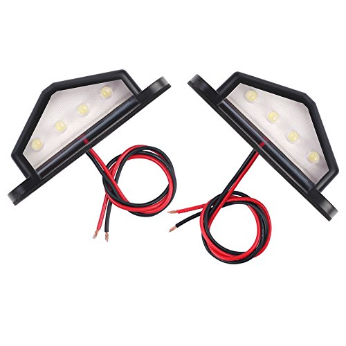 Justech 2x4 LEDs Luces de Placa de Matrícula Lámparas Traseras Universal 12V 24V Iluminación de la Placa para Coche Barco Remolque Vehículo Truck Van Caravan Lorry