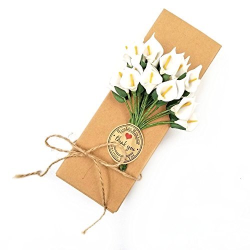 JZK 144 Ramo de Flores Artificiales Lirio pequeño Blanco para decoración Caja Regalo Fiestas Bodas Confeti cumpleaños Bautizo Navidad