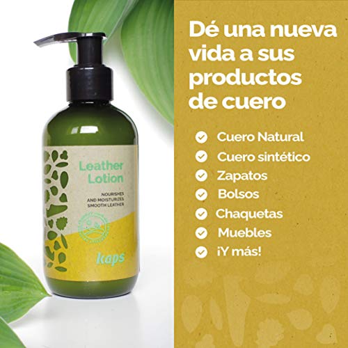 Kaps Leather Lotion | Cuidado del Cuero Liso Natural y Sintético con Jojoba y Lanolina Ecológicas a Base de Plantas | Restaura Zapatos | Bolsos | Chaquetas y Más, 200 ml | Hecho en Europa