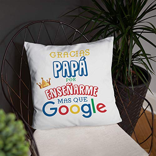 Kembilove Cojín para Padre – Cojines con Frases Graciosas para Padres Gracias Papá por enseñarme mas Que Google – Regalos Originales para el día del Padre – Cojines Suaves y Cómodos