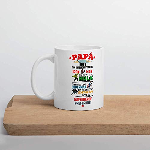 Kembilove Taza de Café para Papá Eres mi Superhéroe Preferido – Taza de Desayuno para Regalar el día del Padre – Tazas de Café y Té para Padres y Abuelos – Regalo Original