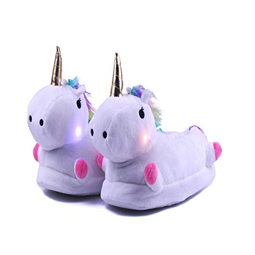 Kimily Unicornio Felpa Suave Calentar Zapatillas Zapatos Mujer Hombre Niñas Niños Invierno Primavera Peluche Zapatillas De Estar por Casa