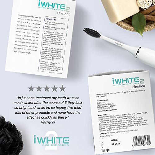 Kit de blanqueamiento dental iWhite Instant 2 con 10 moldes - Hasta 8 tonos más claros - Restaura el esmalte - Blanqueamiento dental profesional - Ingredientes probados clínicamente - Blanqueamiento físico