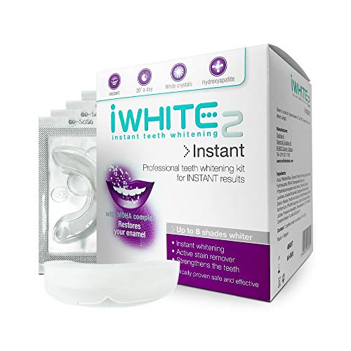 Kit de blanqueamiento dental iWhite Instant 2 con 10 moldes - Hasta 8 tonos más claros - Restaura el esmalte - Blanqueamiento dental profesional - Ingredientes probados clínicamente - Blanqueamiento físico