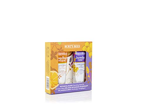 Kit para manos hidratante de 2 artículos con mezcla botánica Burt's Bees con 1 crema de manos con lavanda y miel (28,3 g) y 1 crema de manos con flor de azahar y pistacho (28,3 g)