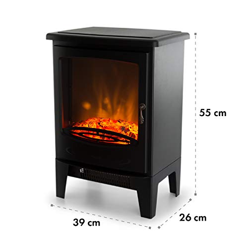 Klarstein Meran Chimenea eléctrica con Efecto llameante, Chimenea electrónica, CREA Ambiente romántico, 950 o 1850 W de Potencia, Termostato, InstaFire sin Humos, No se recalienta, Negro