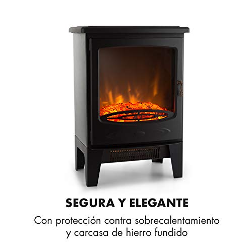 Klarstein Meran Chimenea eléctrica con Efecto llameante, Chimenea electrónica, CREA Ambiente romántico, 950 o 1850 W de Potencia, Termostato, InstaFire sin Humos, No se recalienta, Negro