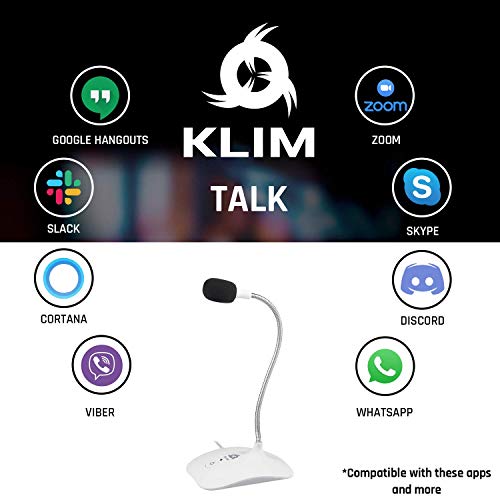 KLIM™ Talk - Micrófono USB para PC y Mac + Amplia compatibilidad y fácil de Usar + con botón de Silencio + Micrófono de grabación Profesional de Alta definición - Nueva VERSIÓN 2020 - Blanco