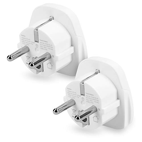 kwmobile Enchufe Adaptador UK-EU - 2 Adaptadores de Viaje con Entrada del Reino Unido a Enchufe Europeo - Set de adaptadores para Viajes en Blanco