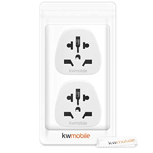 kwmobile Enchufe Adaptador UK-EU - 2 Adaptadores de Viaje con Entrada del Reino Unido a Enchufe Europeo - Set de adaptadores para Viajes en Blanco