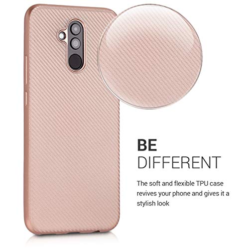 kwmobile Funda Compatible con Huawei Mate 20 Lite - Carcasa de TPU Metal Rugoso en Oro Rosa