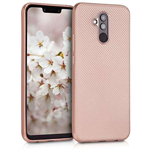 kwmobile Funda Compatible con Huawei Mate 20 Lite - Carcasa de TPU Metal Rugoso en Oro Rosa