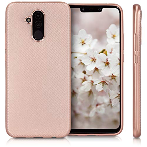 kwmobile Funda Compatible con Huawei Mate 20 Lite - Carcasa de TPU Metal Rugoso en Oro Rosa