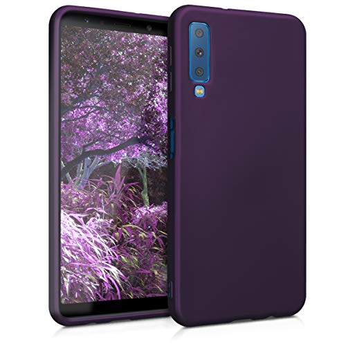 kwmobile Funda Compatible con Samsung Galaxy A7 (2018) - Carcasa móvil de Silicona - Protector Trasero en Frambuesa metálico